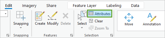Bouton Attributes (Attributs) dans l’onglet Edit (Mettre à jour) du ruban