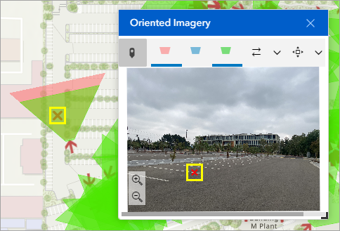 Image orientée sur une carte et dans la visionneuse