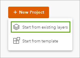 Option Start from existing layers (Commencer avec des couches existantes) dans le menu New Project (Nouveau projet)