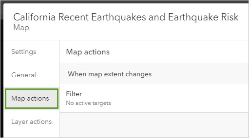 Cliquez sur l’onglet Map actions (Actions de carte).