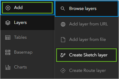 Create Sketch layer (Créer une couche de dessin) dans le menu Add (Ajouter) de la barre d’outils Contents (Contenu)