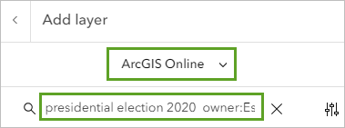 Recherchez presidential election 2020 dans ArcGIS Online