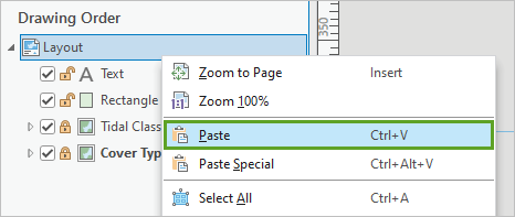 Option Paste (Coller) dans le menu contextuel de Layout (Mise en page)