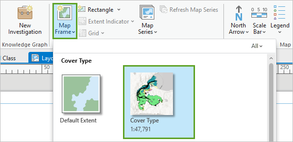 Cover Type (Type de couverture) dans la bibliothèque Map Frame (Fenêtre cartographique)