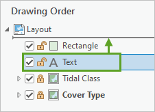 Position de l’élément Text (Texte) dans la fenêtre Contents (Contenu)