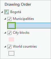 Symbole de la couche Municipalities (Municipalités) dans la fenêtre Contents (Contenu)