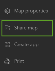 Bouton Share map (Partager la carte) dans la barre d’outils Contents (Contenu) (foncée)