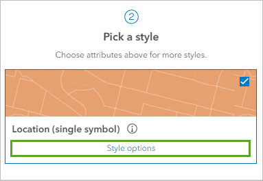 Options de style pour Emplacement (un seul symbole) sous Sélectionner un style