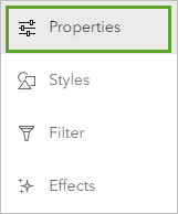 Option Propriétés dans la barre d’outils Paramètres