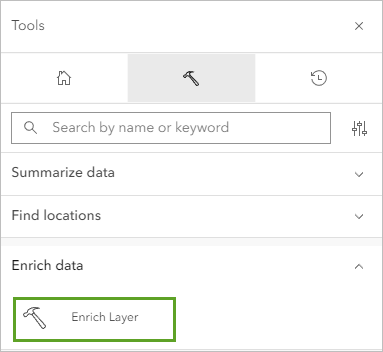 Enrichir la couche dans la fenêtre Outils