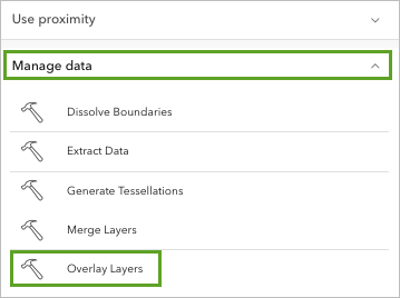 Outil Superposer les couches dans la section Gérer les données