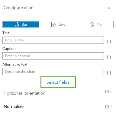 Select fields (Sélectionner des champs) dans la fenêtre Configure chart (Configurer le diagramme)