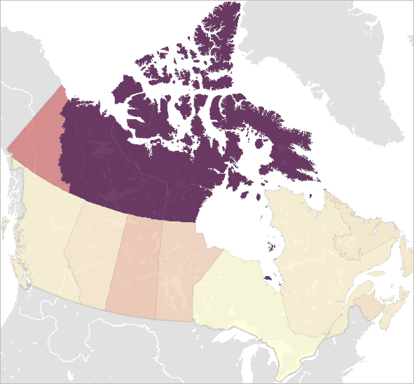 Carte mise à jour avec le dégradé de couleurs Rose 1