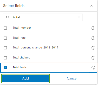 Ajoutez le champ Total_beds (Total_lits).