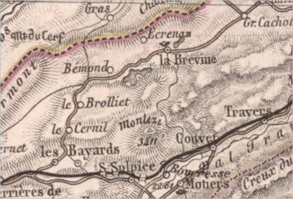 Carte dont le terrain a été dessiné au moyen de hachures