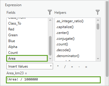 Expression dans le champ Calculate Field (Calculer un champ)