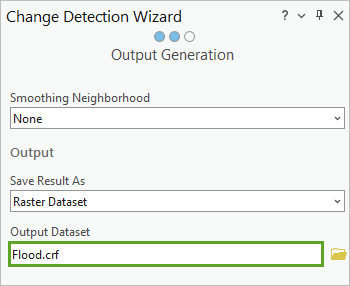 Onglet Output Generation (Génération en sortie) dans la fenêtre Change Detection Wizard (Assistant de détection des changements)