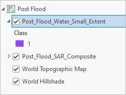 Couche Post_Flood_Water_Small_Extent sélectionnée