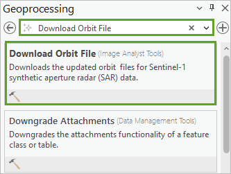 Recherche de l’outil Download Orbit File (Télécharger le fichier d’orbite)