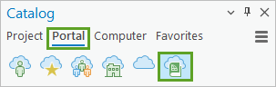 Onglet Living Atlas sur l’onglet Portal (Portail) de la fenêtre Catalog (Catalogue)