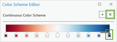 Dernier arrêt de couleur et bouton Supprimer une couleur