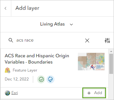 Couche ACS Race and Hispanic Origin Variables – Boundaries (Variables Race et origine hispanique de l’enquête sur la population américaine – Seuils).