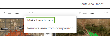 Make benchmark (Établir une référence) dans le menu des options 10 minutes de Santa Ana Depot