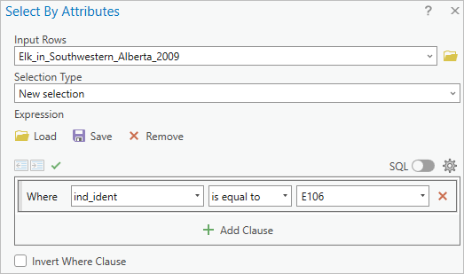 Expression Select By Attributes (Sélectionner selon les attributs)