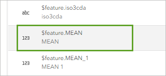 Variable MEAN dans l’onglet Profile variables (Variables de profil)