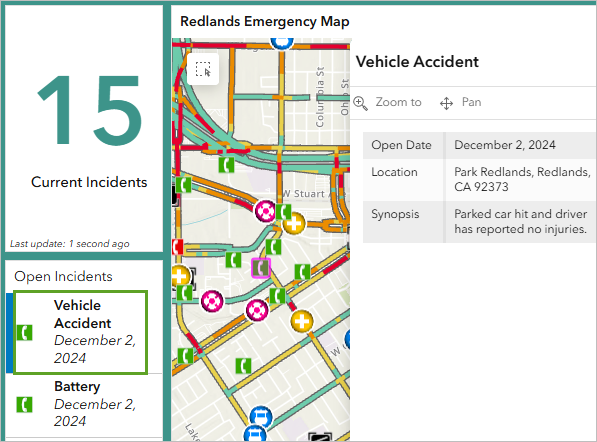 Fenêtre contextuelle de l’incident actuel