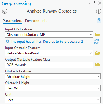 Outil Analyser les obstacles sur une piste.