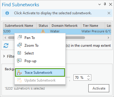 Option Trace Subnetwork (Traçage de sous-réseau)