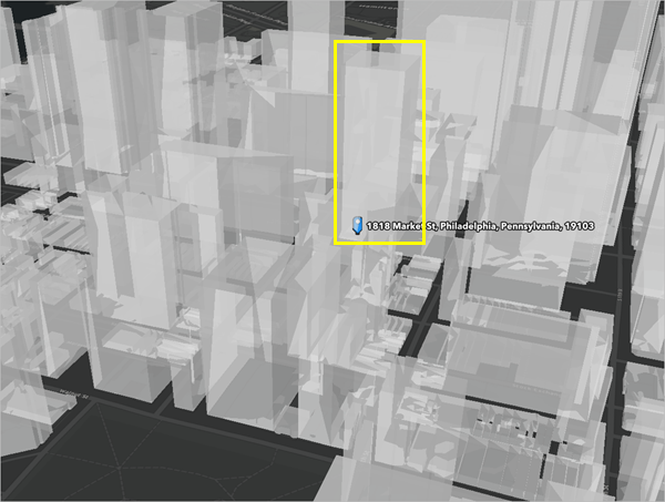 Emplacement du point d’observation sur Market Street