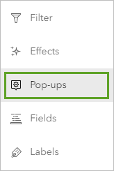 Pop-ups (Fenêtres contextuelles) dans la barre d’outils Settings (Paramètres)