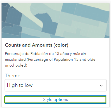 Style options (Options de style) pour la section Counts and Amounts (color) (Totaux et montants [couleur])