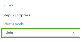 Option Light (Clair) pour le paramètre Select a mode (Sélectionner un mode)