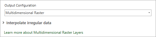 Paramètre Configuration de la sortie défini sur Raster multidimensionnel