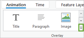 Flèche de liste déroulante dans le menu Superposition de l’onglet Animation