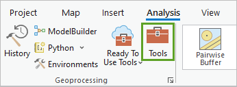 Outils dans le groupe Geoprocessing (Géotraitement) de l’onglet Analysis (Analyse)