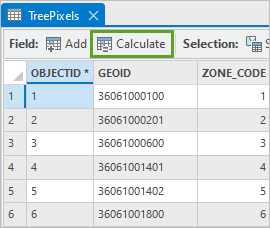 Bouton Calculer dans la table pour TreePixels