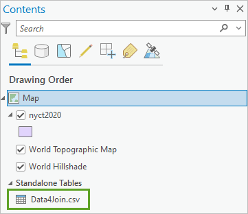 Fichier Data4Join.csv sous la section Tables autonomes du volet Contenu