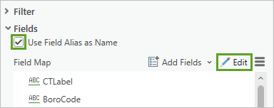 Use Field Alias as Name (Utiliser l’alias de champ comme nom)