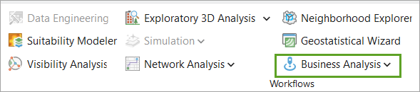 Bouton Business Analysis (Analyse commerciale) sur le ruban