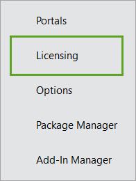 Onglet Licensing (Licences)