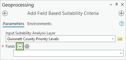 Bouton Add Many (Ajouter plusieurs) dans la fenêtre de l’outil Add Field Based Suitability Criteria (Ajouter des critères d’adéquation basés sur les champs)