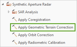 Outil Apply Geometric Terrain Correction (Appliquer la correction de terrain géométrique)