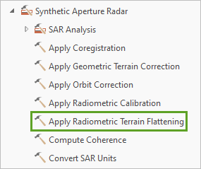 Outil Apply Radiometric Terrain Flattening (Appliquer un aplatissement radiométrique du terrain)