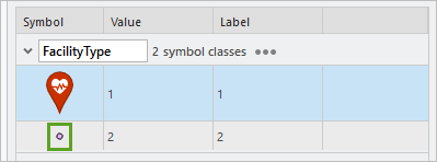 Cliquez sur le symbole Facility Type (Type d’infrastructure) 2.