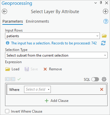 Option Select subset from the current selection (Sélectionner un sous-ensemble à partir de la sélection actuelle).