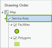 Cliquez sur Service Area (Zone de desserte).